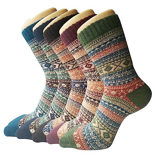 Senker Fashion Wool Socks, 5 Assorted Pairs