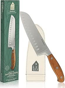 7'' Bloomhouse Full Tang German Stainless Steel Santoku Knife w/ Olive Wood Handle