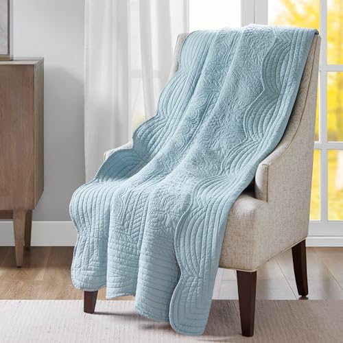 Madison Park 60"x72" Luxe Damask Stitching Cotton Throw Blanket Deal