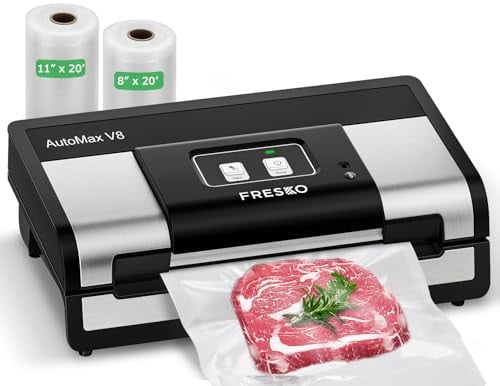 FRESKO Vacuum Sealer Machine w/ Hands-Free Operation & Built-in Cutter + 2 Roll Bags Deal
