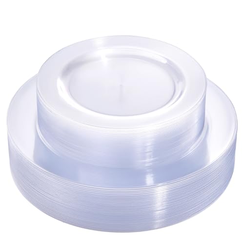 FLOWERCAT 60-Piece Clear Plastic Plates Deal