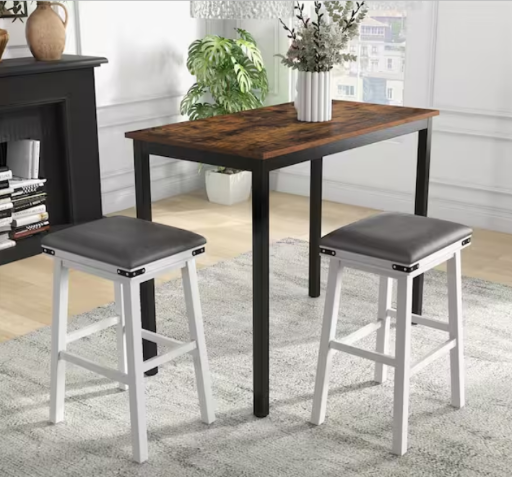 2-Pack 30" Backless Wood Bar Stools w/ Faux Leather Seat (White) Deal