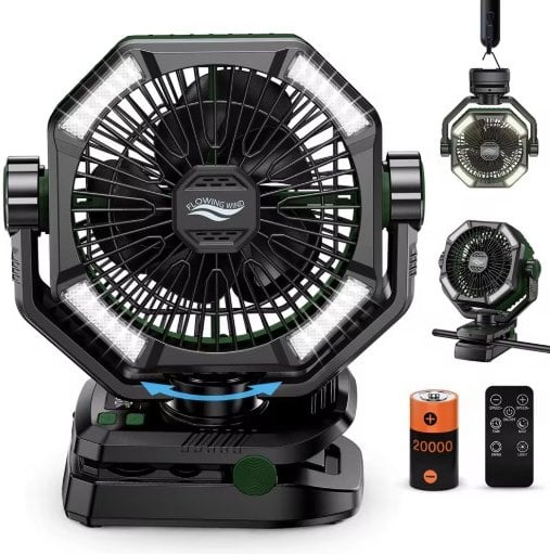 SKYTOO 20000mAh Camping ClipFan with LED Lantern Deal