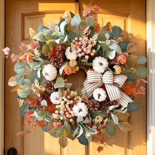 24 inch Large Farmhouse Fall Wreath  Deal
