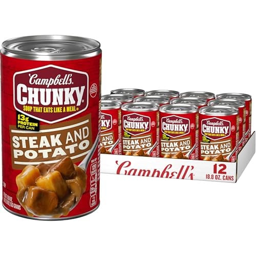 (Prime Deal) Campbell’s Chunky Steak and Potato Soup 18.8 oz Can, Case of 12 Deal