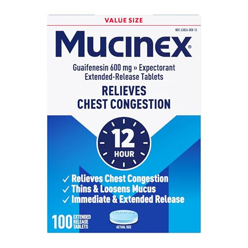 Mucinex 12 Hour Chest Congestion Expectorant Tablets 100-Count