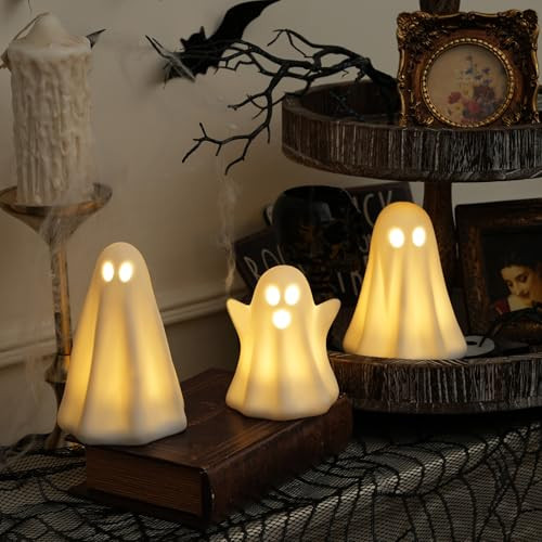 Light Up Ghost Halloween Decor 3 Pack