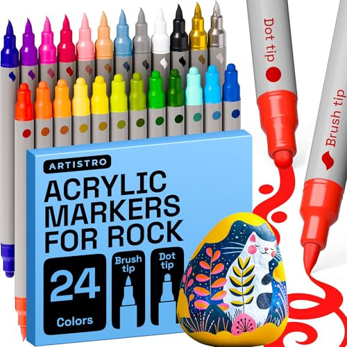 ARTISTRO 24 Rock Acrylic Paint Markers Dual Tip