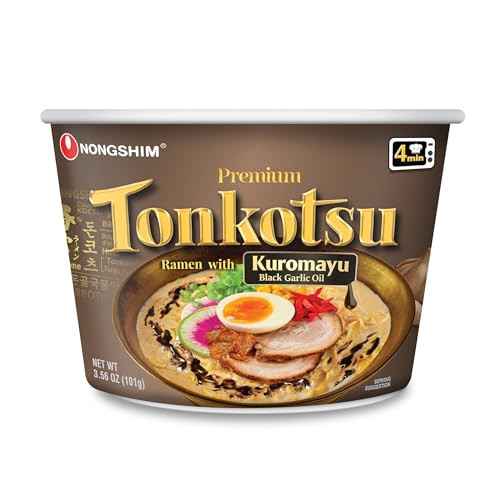Nongshim Premium Tonkotsu Ramen Noodle Soup w/ Kuromayu Big Bowls 6-Pack