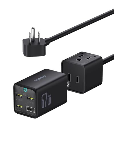 Baseus 67W 5-in-1 Detachable Travel Power Strip (4x USB, 1x AC) w/ 5' Cord
