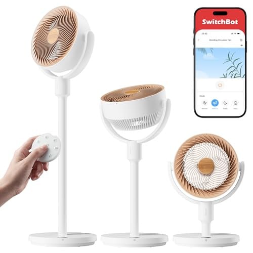 SwitchBot Smart Pedestal Fan Rechargeable Oscillating Standing Fan