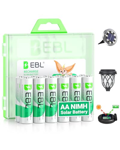 EBL Solar AA Battery Rechargeable Batteries for Solar Lights 12-Pack Deal