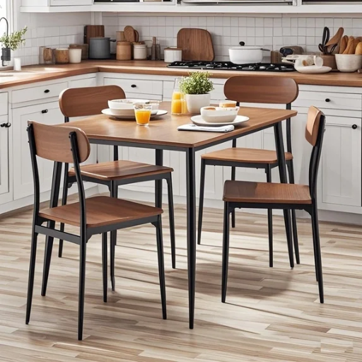 Mainstays Modern Wood & Metal 5-Piece Dining Set (Walnut) Deal