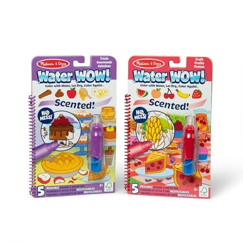 Melissa & Doug Water Wow! Coloring Books – 2-Pack, Scented, Reusable, Fruit & Treats