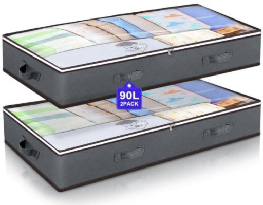 2 Pack of Large 90L Under Bed Foldable Storage Containers 