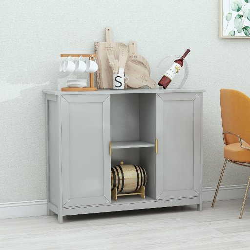 TaoHFE Grey Storage Cabinet w/ Doors & Shelves for Kitchen (11.8"D x 39.4"W x 30.7"H)