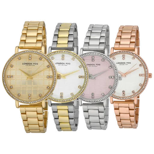 London Fog Women's Round Face Windsor Bracelet Watch (Rose Gold, Two-Tone, Gold) Deal