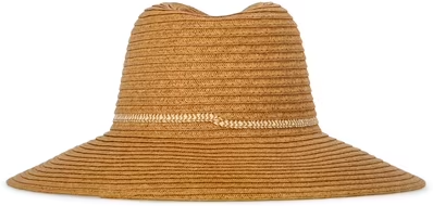 Time and Tru Women's Wide Brim Panama Straw Hat (Dark Natural)