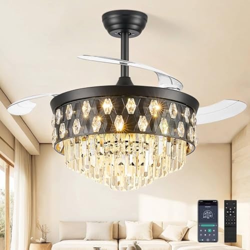 Fandelier Ceiling Fan with Lights Black/Chrome Deal