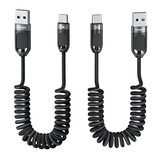 Toocki USB C Coiled Cable 3FT 2-Pack