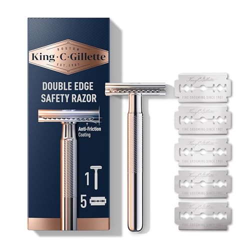 King C. Gillette Safety Razor with 5 Platinum Coated Double Edge Safety Razor Blade Refills