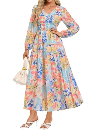 GRACE KARIN Women's Long Sleeve Floral Maxi Dress Deal