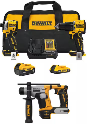 DEWALT ATOMIC 20V Lithium-Ion Cordless 2-Tool Combo Kit with 5/8 in. SDS Plus Hammer Drill