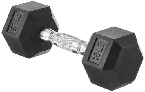 Amazon Basics Rubber Hex Dumbbell Hand Weight, 10 Pounds