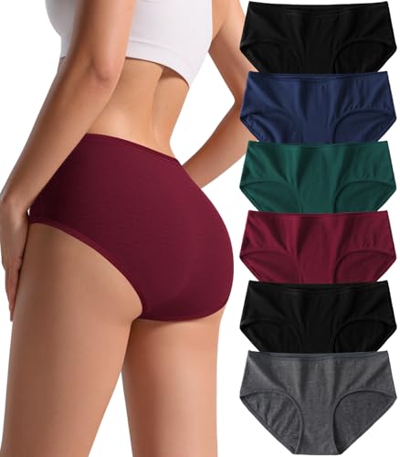 PNQUNZ Cotton Underwear for Women Mid Rise Hipster Panties 6-Pack Deal