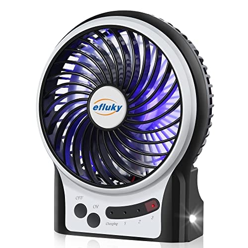 eFlooky 4.9" Mini Portable Desk Fan w/ 3 Speeds, LED Light & Rechargeable Battery Deal