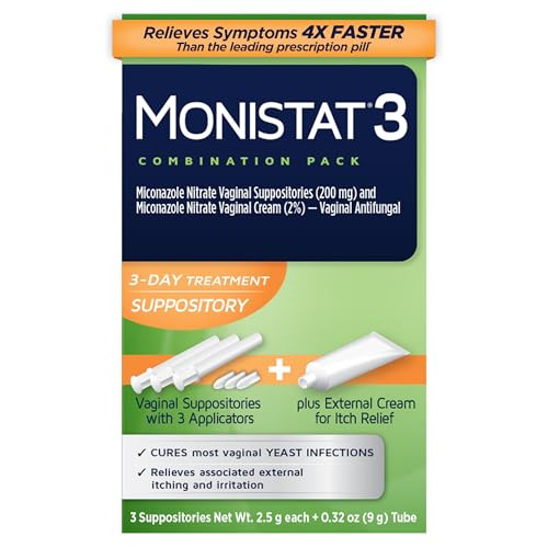 Monistat 3-Day Yeast Infection Treatment Suppositories + Itch Relief Cream Set
