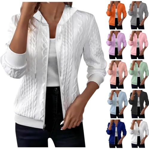 Textured Knit Zip Up Bomber Jacket Hoodies Deal