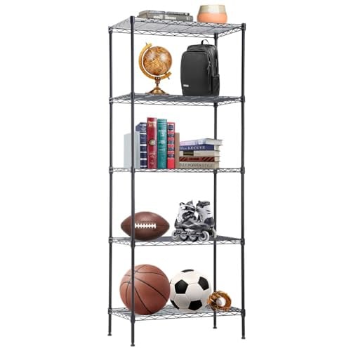 BestOffice 5-Tier Wire Storage Shelves 14x24x60 Black