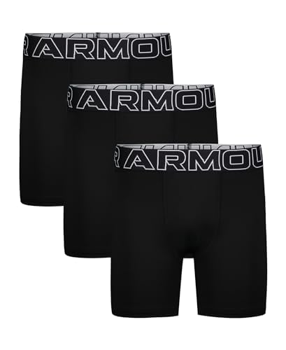 3-Pack Under Armour Boys' Performance Boxer Briefs (Solid Black)