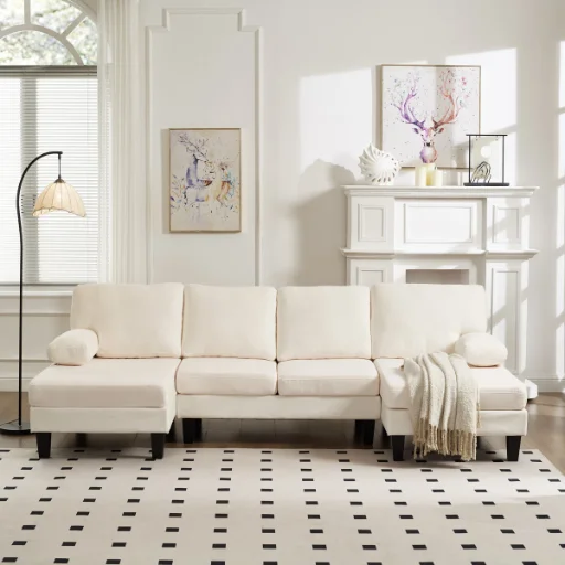 Latitude Run 106.3" U Shaped Sectional Sofa w/ Removable Cover