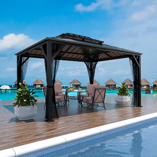 VEIKOUS 10-ft x 12-ft Rectangle Hardtop Steel Roof Gazebo Deal