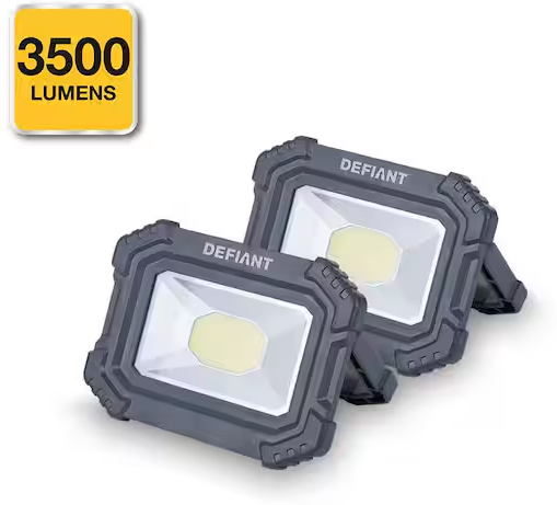 Defiant 3500 Lumens Rechargeable Magnetic Utility Light 2-Pack