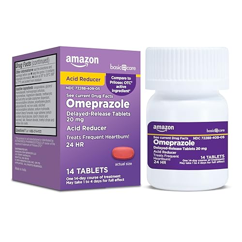Amazon Basic Care Omeprazole 20mg Delayed Release Acid Reducer Tablets, 14-Count