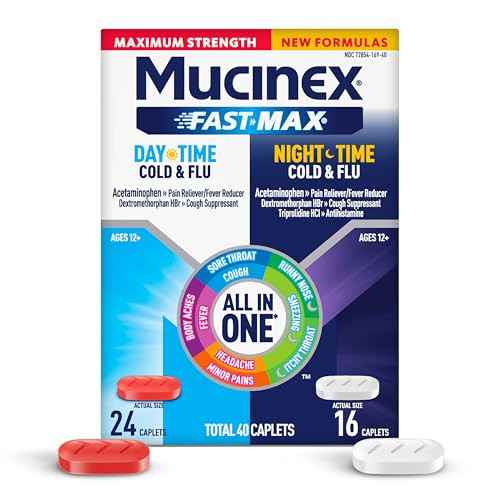 Mucinex Fast-Max Maximum Strength Day & Night Cold Tablets 40-Count