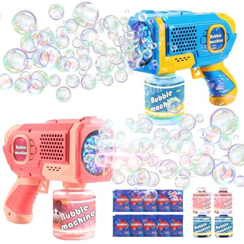 EagleStone Bubble Gun Machine 2-Pack w/ 4x Bottles + 10x Bags Refill Solution Deal