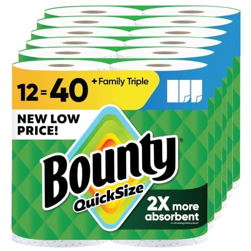 Bounty Quick-Size Family Triple Rolls Paper Towels, 12-Pack (141 Sheets)