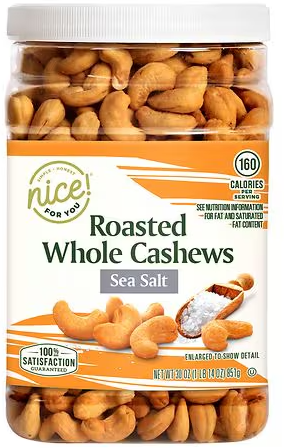 NICE DELUXE Mixed Nuts or Whole Cashews 32oz Resealable Canisters Deal