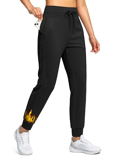 Soothfeel Women's Fleece-Lined Water Resistant High Waisted Joggers Sweatpants w/ Pockets