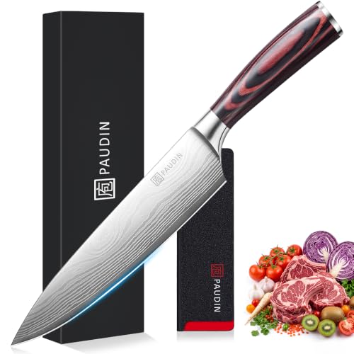 PAUDIN 8 Inch High Carbon Stainless Steel Chef Knife with Ergonomic Handle