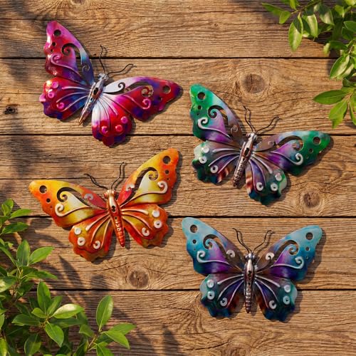Hoikwo Vivid Metal Butterfly Wall Decor 4 Pack Deal
