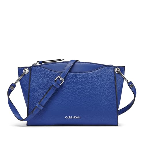 Calvin Klein Women's Garnet Top Zip Crossbody Handbag Vegan Leather with 2 Exterior Slip Pockets