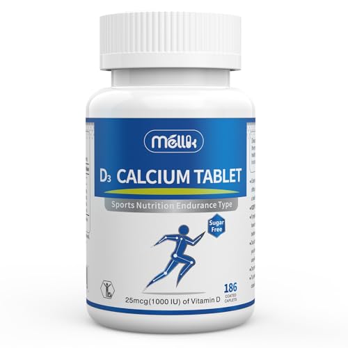 Mellk 1200mg Calcium Supplement Tablets with Vitamin D3 & Magnesium, 186-Count