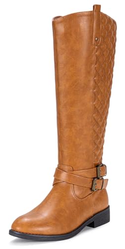 Women’s Knee High Riding Boots with Buckle and Inside Zipper
