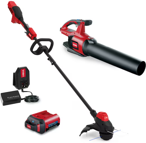 Toro Flex-Force 60-volt String Trimmer and Leaf Blower Combo Kit 2 Ah Deal