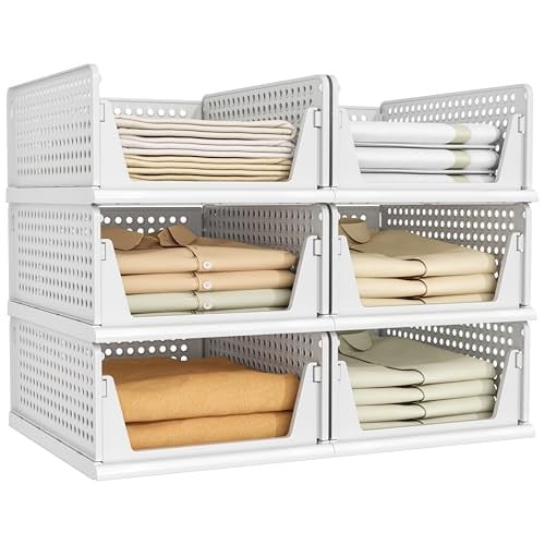 Pinkpum Closet Organizers Stackable Storage Bins 6-Pack Deal